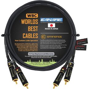 3 Foot RCA Cable Pair - Canare L-4E6S, Star Quad, Audio Interconnect Cable with Premium Gold Plated Locking RCA Connectors - Directional - Custom Made by WORLDS BEST CABLES.