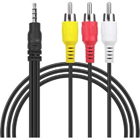 5FT Cable A/V Audio/Video AV Cord 3.5mm AUX Auxilairy to RCA Composite Yellow White Red Cable for 503AK0400191000001 Western Digital WD TV HD,Live,Live Plus & Mini Media Player