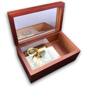 Wooden Hollow Out Circular Wind up Music Box with Sankyo Musical Mechanism Tune: What a Wonderful World