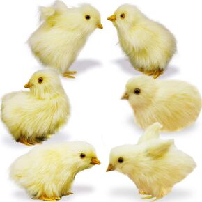 6pcs Realistic Fake Easter Chicks Decor,Chirping Baby Chicks,Fake Chicken Figurine Easter Photo Props Photography,Easter Decorations for The Home