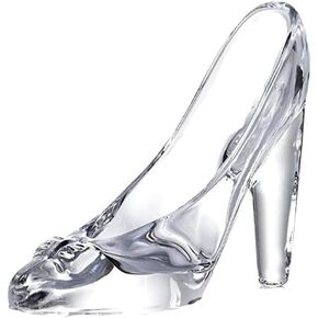Cinderella Glass Shoe Crystal High Heels Luminous Cool Glass Shoe Figurine Girl Birthday Decoration Party Supplies Decoration (Transparent)