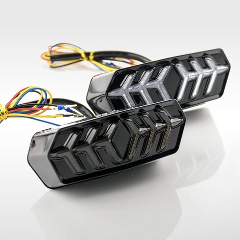 Anki HappiGo دراجة نارية LED ضوء خلفي متكامل مع إشارة الانعطاف المتسلسل مصباح تشغيل دراجة نارية الفرامل الخلفية الخلفية متوافق مع Honda GROM MSX125/SF CB650F CBR650F CTX700N (أسود) in Kuwait