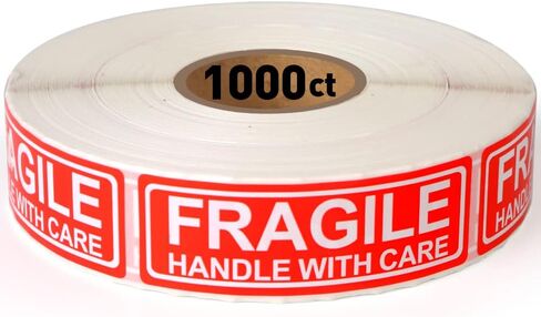 هش - مقبض مقاس 1 × 3 بوصة مع ملصقات شحن للعناية، 1000 ملصق لكل لفة in Kuwait