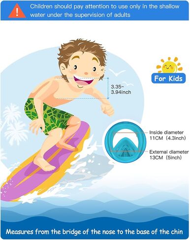 Snorkeling Gear for Kids, Full Face Snorkel Mask Kids with Breathability No Leakage, Kids Snorkel Set for Ages 6-14 with Adjustable Strap Camera Mount and Mesh Bag (Green) in Saudi Arabia