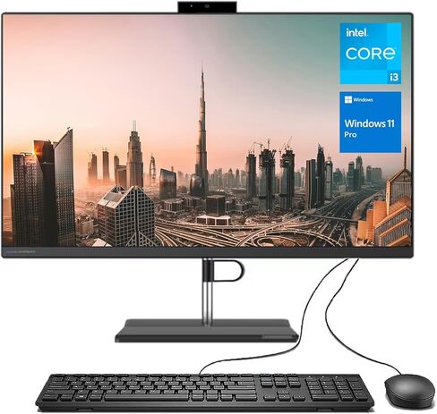 LENOVO V-Series V30a Business All-in-One Desktop, 23.8" FHD Display, Intel Core i3-1115G4, 16GB RAM, 256GB SSD, DVD-RW, Wired Keyboard & Mouse, Wi-Fi, Windows 11 Pro, Black in Saudi Arabia