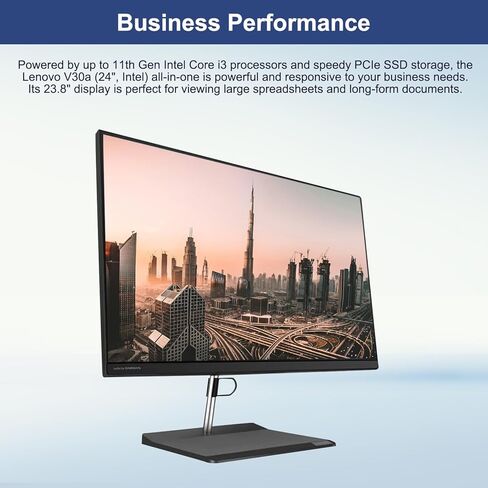 LENOVO V-Series V30a Business All-in-One Desktop, 23.8" FHD Display, Intel Core i3-1115G4, 16GB RAM, 256GB SSD, DVD-RW, Wired Keyboard & Mouse, Wi-Fi, Windows 11 Pro, Black in Saudi Arabia