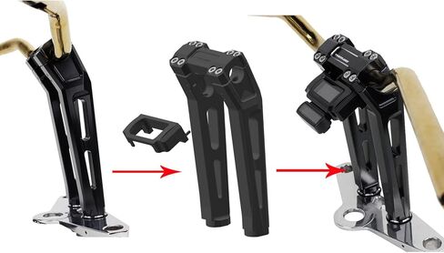 POWERJAMES 2 in 1 Style 10 inch tall Black Handlebar Risers kit 1.0" with Gauge Module Mount for Harley Davidson Street Bob Low Rider S Softail Slim Dyna with 1.0" Clamping Area in Saudi Arabia