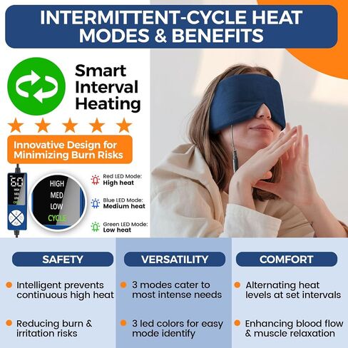 وسادة تدفئة كبيرة للجيوب الأنفية للوجه مع تسخين مزدوج الوضع، قناع العين الساخن، قناع الجيوب الأنفية، وسادة تدفئة كهربائية للوجه للعيون الجافة، تخفيف ضغط الجيوب الأنفية، الصداع النصفي، صداع التوتر، تخفيف المفصل الفكي الصدغي in Kuwait
