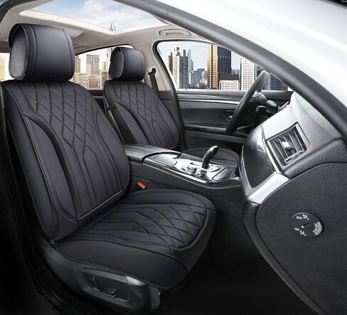 PIC AUTO Car Seat Cover Full Set, Front Bucket Seat Covers with Split Bench Car Seat Cover Set, Mesh and Leather Universal Fit Most Cars, SUVs, and Trucks (Black) in Saudi Arabia
