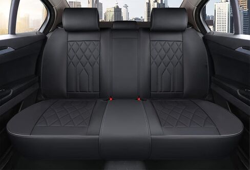 PIC AUTO Car Seat Cover Full Set, Front Bucket Seat Covers with Split Bench Car Seat Cover Set, Mesh and Leather Universal Fit Most Cars, SUVs, and Trucks (Black) in Saudi Arabia