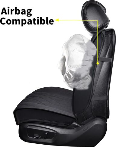 PIC AUTO Car Seat Cover Full Set, Front Bucket Seat Covers with Split Bench Car Seat Cover Set, Mesh and Leather Universal Fit Most Cars, SUVs, and Trucks (Black) in Saudi Arabia