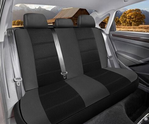 PIC AUTO Car Seat Cover Full Set, Front Bucket Seat Covers with Split Bench Car Seat Cover Set, Mesh and Leather Universal Fit Most Cars, SUVs, and Trucks (Black) in Saudi Arabia