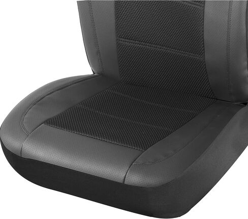 PIC AUTO Car Seat Cover Full Set, Front Bucket Seat Covers with Split Bench Car Seat Cover Set, Mesh and Leather Universal Fit Most Cars, SUVs, and Trucks (Black) in Saudi Arabia