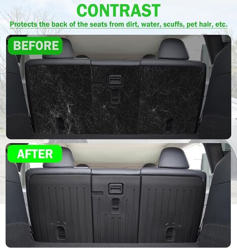 غطاء خلفي للمقعد الخلفي من Tesla Model Y - واقي ظهر المقعد الخلفي مع ملحقات بطانات تيسلا مقسمة بشريط فيلكرو للطراز Y 2021 2022 2023 2024 5 ملحقات Tesla Y (3 قطع) in Kuwait