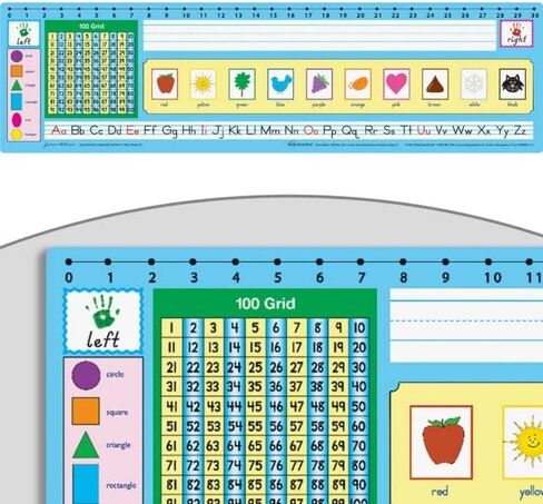 Really Good Stuff 24PK Zaner-Bloser 100 Grid with Number Line Self-Adhesive Deluxe Plastic Desktop Reference Nameplate with Alphabet, Right and Left Direction, Colors, Shapes in Saudi Arabia