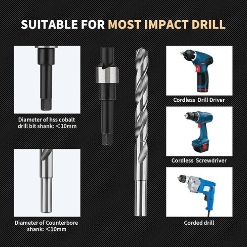 طقم إصلاح الخيوط M11X2.0 مع مثقاب HSS، صنبور، تجويف مضاد، محرك التثبيت، متري، مقاسين من الفولاذ المقاوم للصدأ 5 قطع 16.2 ملم و5 قطع 28.2 ملم in Kuwait