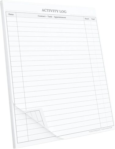 Activity Log (60-sheets, 120 pages) front-back, Notepad for Offices & Productivity, Tasks Appointments Contacts, w/ backplate for better writing, 100gsm quality paper no tear or bleed - Designed in in Saudi Arabia