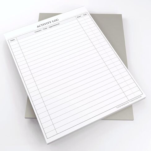 Activity Log (60-sheets, 120 pages) front-back, Notepad for Offices & Productivity, Tasks Appointments Contacts, w/ backplate for better writing, 100gsm quality paper no tear or bleed - Designed in in Saudi Arabia