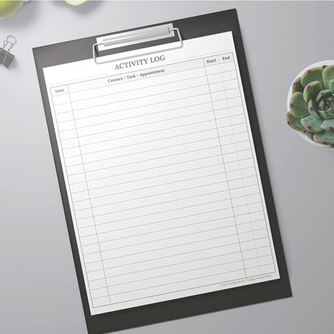 Activity Log (60-sheets, 120 pages) front-back, Notepad for Offices & Productivity, Tasks Appointments Contacts, w/ backplate for better writing, 100gsm quality paper no tear or bleed - Designed in in Saudi Arabia