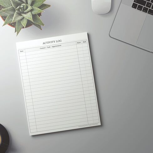 Activity Log (60-sheets, 120 pages) front-back, Notepad for Offices & Productivity, Tasks Appointments Contacts, w/ backplate for better writing, 100gsm quality paper no tear or bleed - Designed in in Saudi Arabia