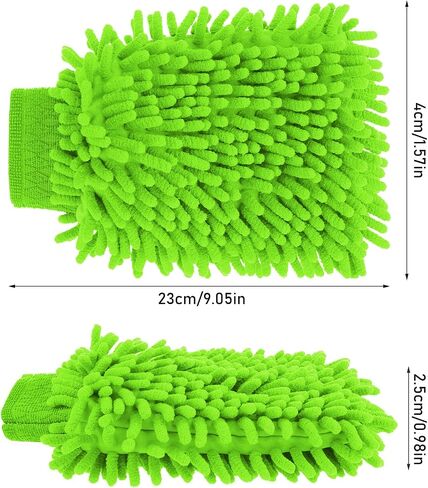 Sibba 2 PCS Wash Cloths Car Cleaning Supplies Microfiber Towels Brush Wheel Detailing Kit Care Mitt Long Handle Sponge Interior Cleaner Drying Scratch Guard Shampoo Washing Wipes Weave Towel (Green) in Saudi Arabia