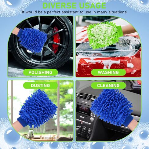 Sibba 2 PCS Wash Cloths Car Cleaning Supplies Microfiber Towels Brush Wheel Detailing Kit Care Mitt Long Handle Sponge Interior Cleaner Drying Scratch Guard Shampoo Washing Wipes Weave Towel (Green) in Saudi Arabia