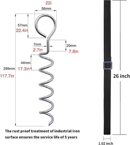 4-Pc Pack Spiral Stakes Heavy Duty Anchor Kit for Trampoline Steel Stakes Anchor Kit for Trampolines, Tents, tarps, Canopies,car Ports,Dog tie Out and etc Bonus Tie Down Straps 4-Pc Pack(Silver) in Saudi Arabia