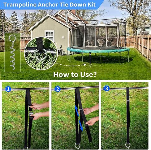 4-Pc Pack Spiral Stakes Heavy Duty Anchor Kit for Trampoline Steel Stakes Anchor Kit for Trampolines, Tents, tarps, Canopies,car Ports,Dog tie Out and etc Bonus Tie Down Straps 4-Pc Pack(Silver) in Saudi Arabia