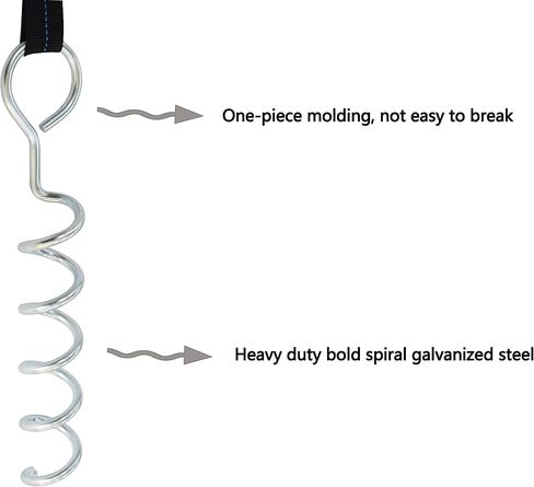 4-Pc Pack Spiral Stakes Heavy Duty Anchor Kit for Trampoline Steel Stakes Anchor Kit for Trampolines, Tents, tarps, Canopies,car Ports,Dog tie Out and etc Bonus Tie Down Straps 4-Pc Pack(Silver) in Saudi Arabia