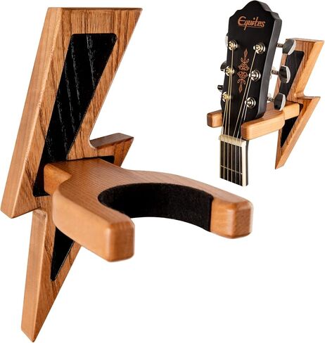 TESLYAR Guitar Holder Wall Mount Ash Wood Wooden Guitar Hanger Hook Stand Rack Guitar Hanger for Electric Classic Acoustic and Bass Guitar Musical Instruments Hardwood (Beige) in Kuwait