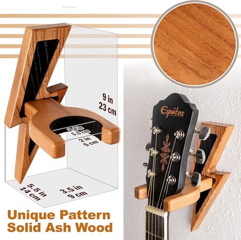 TESLYAR Guitar Holder Wall Mount Ash Wood Wooden Guitar Hanger Hook Stand Rack Guitar Hanger for Electric Classic Acoustic and Bass Guitar Musical Instruments Hardwood (Beige) in Kuwait