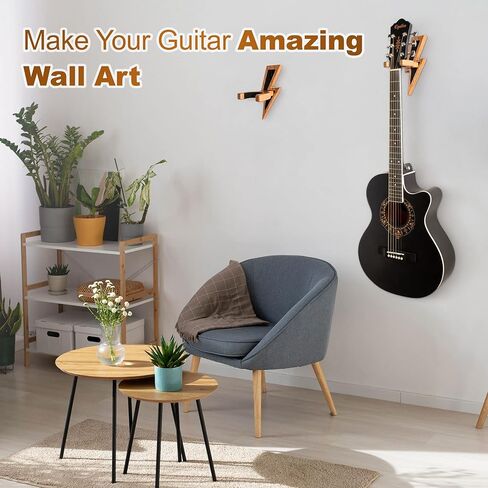 TESLYAR Guitar Holder Wall Mount Ash Wood Wooden Guitar Hanger Hook Stand Rack Guitar Hanger for Electric Classic Acoustic and Bass Guitar Musical Instruments Hardwood (Beige) in Kuwait
