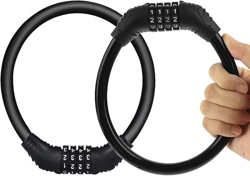 2PACK Bike Lock Cable,Resettable Bicycle Cable Lock with 4 Digit Combination,Anti-Theft Lightweight & Small Bike Lock-Black in Saudi Arabia