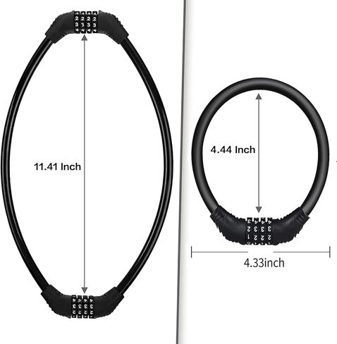 2PACK Bike Lock Cable,Resettable Bicycle Cable Lock with 4 Digit Combination,Anti-Theft Lightweight & Small Bike Lock-Black in Saudi Arabia