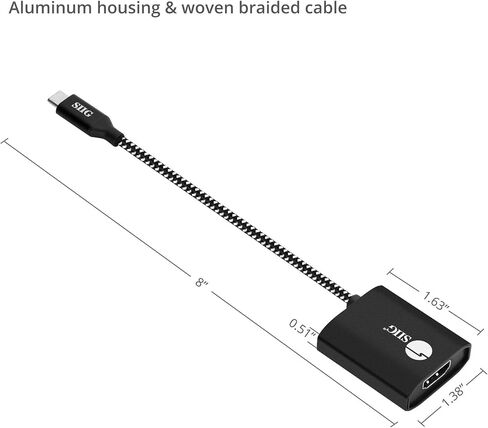 SIIG CB-TC0C12-S1 USB Type C to 4K HDMI Cable Adapter - Thunderbolt 3 Compatible - Male to Female Converter - Reversible Plug Design - Supports 6.0Gbps Bandwidth | Connect a USB-C host to an HDMI display at 4K60Hz; DisplayPort Alt Mode and Thunderbolt 3 c in Saudi Arabia