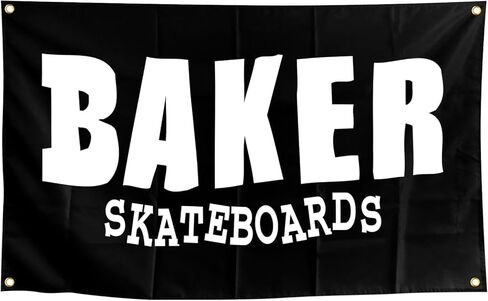 ألواح تزلج بيكر مقاس 3 × 5 أقدام للاستخدام الداخلي والخارجي، لافتة علم بحلقة معدنية مع شعار، أسود in Kuwait