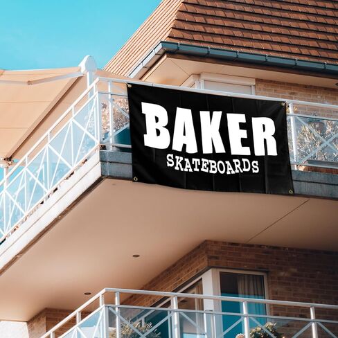 ألواح تزلج بيكر مقاس 3 × 5 أقدام للاستخدام الداخلي والخارجي، لافتة علم بحلقة معدنية مع شعار، أسود in Kuwait