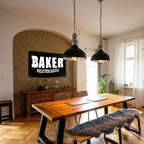 ألواح تزلج بيكر مقاس 3 × 5 أقدام للاستخدام الداخلي والخارجي، لافتة علم بحلقة معدنية مع شعار، أسود in Kuwait