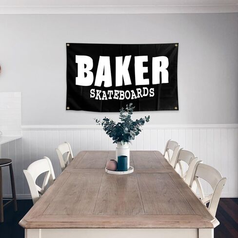 ألواح تزلج بيكر مقاس 3 × 5 أقدام للاستخدام الداخلي والخارجي، لافتة علم بحلقة معدنية مع شعار، أسود in Kuwait