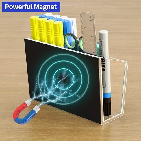 Carmanon Magnetic Pen Holder, Acrylic Magnetic Dry Erase Marker Holder Pencil Cup Holder for School, Office, Locker, Strong Magnetic Locker Organizer Accessories for Whiteboard, Refrigerator in Kuwait