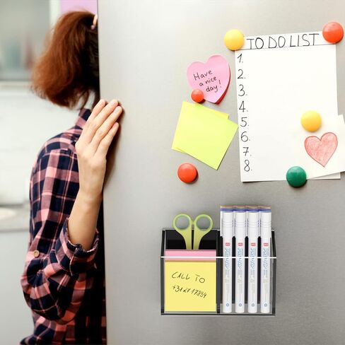 Carmanon Magnetic Pen Holder, Acrylic Magnetic Dry Erase Marker Holder Pencil Cup Holder for School, Office, Locker, Strong Magnetic Locker Organizer Accessories for Whiteboard, Refrigerator in Kuwait