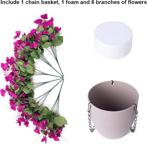 Artificial Fake Hanging Outdoor Flowers Plants Basket for Spring Summer Decoration, Faux Silk UV Sun Resistant Look Real Camellia in Planter Hotpink for Outside Porch Patio Balcony Home Garden in Saudi Arabia