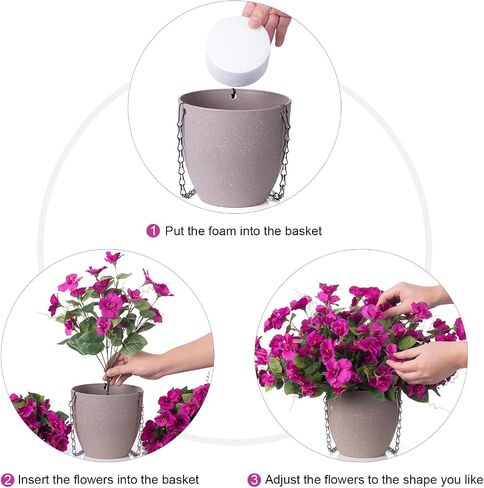 Artificial Fake Hanging Outdoor Flowers Plants Basket for Spring Summer Decoration, Faux Silk UV Sun Resistant Look Real Camellia in Planter Hotpink for Outside Porch Patio Balcony Home Garden in Saudi Arabia