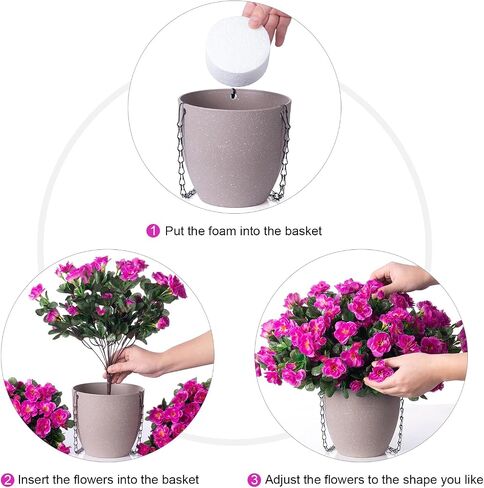 Artificial Fake Hanging Outdoor Flowers Plants Basket for Spring Summer Decoration, Faux Silk UV Sun Resistant Look Real Camellia in Planter Hotpink for Outside Porch Patio Balcony Home Garden in Saudi Arabia