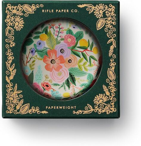 شركة RIFLE PAPER CO. ثقالة ورق زجاجية لحفلات الحديقة، ديكور للمنزل والمكتب للقرطاسية والكتب، ثقالة ورق على شكل قبة مع قاعدة توضيحية، تأتي مع صندوق مزخرف مع لمسات من رقائق الذهب in Kuwait