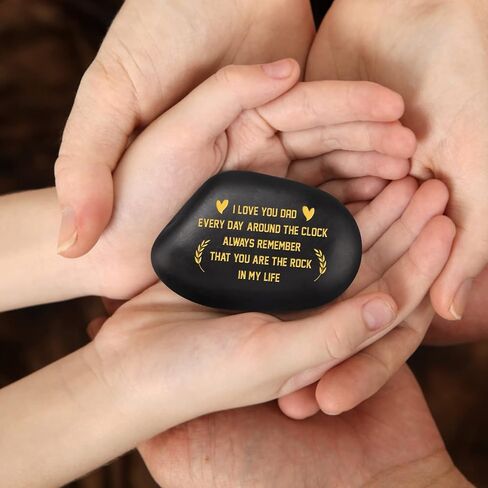 Welsky Dad Gifts from Daughter Son-Best Dad Gifts Unique Engraved Stone for Dad Birthday Gifts Ideas, Dad Present Retirement Appreciation Gifts for Dad Paperweight Pebble in Kuwait