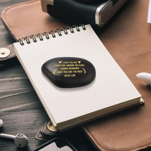 Welsky Dad Gifts from Daughter Son-Best Dad Gifts Unique Engraved Stone for Dad Birthday Gifts Ideas, Dad Present Retirement Appreciation Gifts for Dad Paperweight Pebble in Kuwait