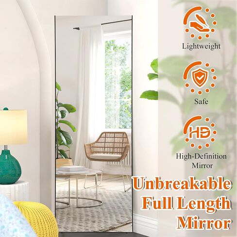 PexFix 71"x24" Full Length Mirror Glassless Mirror Full Length Unbreakable Gym Mirror Wall Mirror Large Black Mirror Glassless Nano Film Shatterproof Mirror Ceiling Mirrors for Bedroom in Saudi Arabia