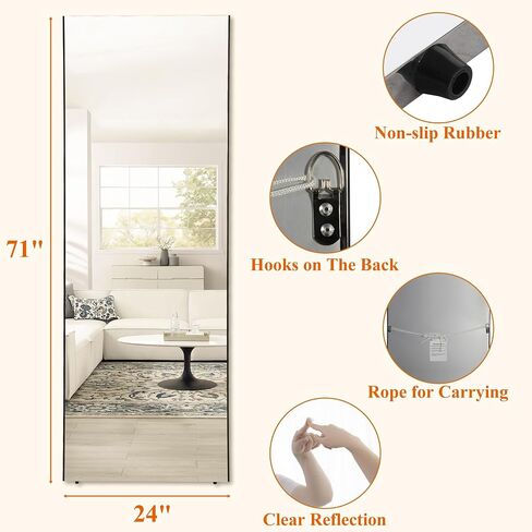PexFix 71"x24" Full Length Mirror Glassless Mirror Full Length Unbreakable Gym Mirror Wall Mirror Large Black Mirror Glassless Nano Film Shatterproof Mirror Ceiling Mirrors for Bedroom in Saudi Arabia