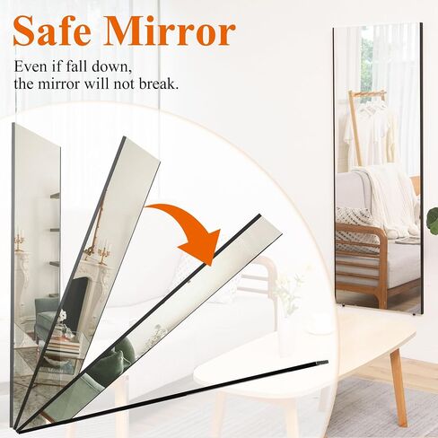 PexFix 71"x24" Full Length Mirror Glassless Mirror Full Length Unbreakable Gym Mirror Wall Mirror Large Black Mirror Glassless Nano Film Shatterproof Mirror Ceiling Mirrors for Bedroom in Saudi Arabia
